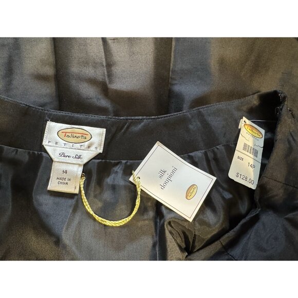 Talbots Skirt 14P Black A Line Cut Out Silk Duponi Flat Pleat NEW $128 - Picture 9 of 12